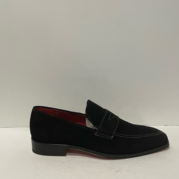 Emilio Franco shoes loafer black suede slip on red sole main image 7
